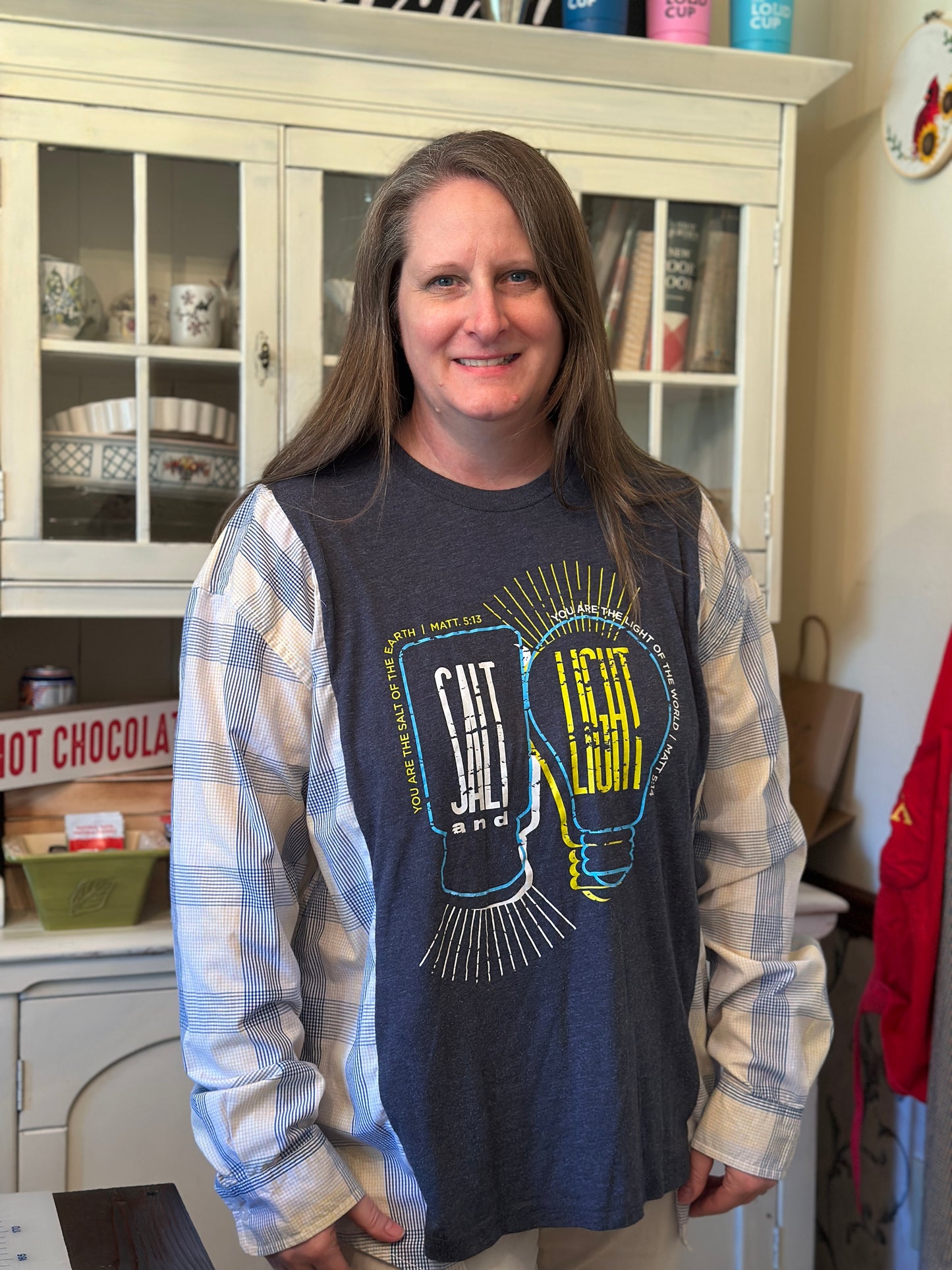 Upcycled "Salt & Light" T-Shirt with Linen Shirt