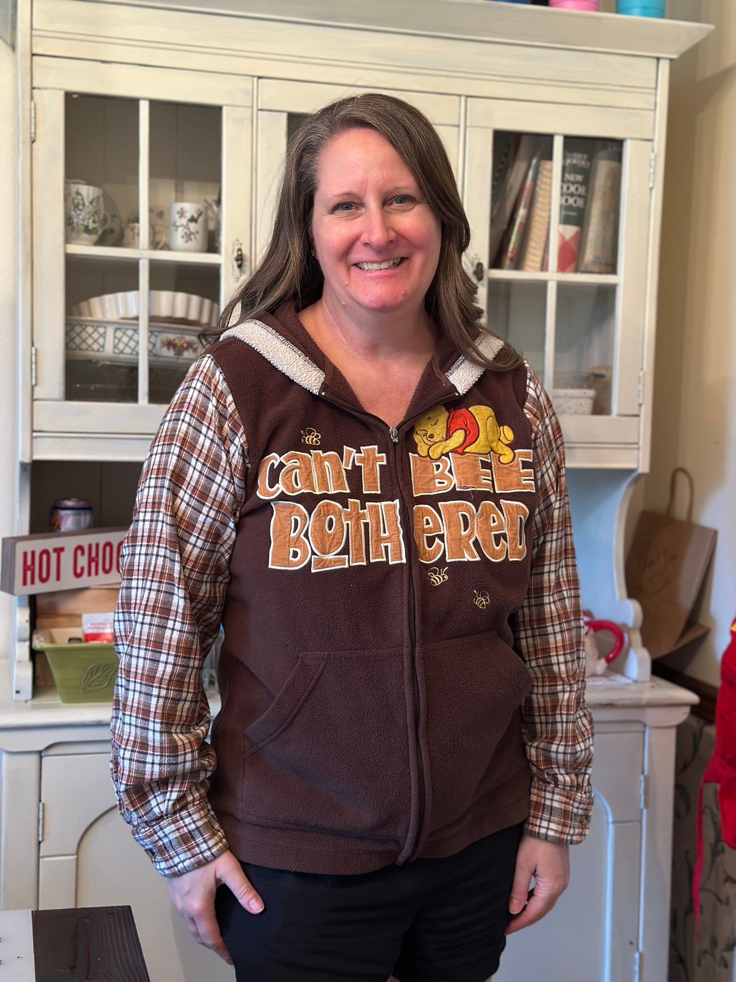Upcycled Vintage Winnie the Pooh Fleece Jacket and Flannel