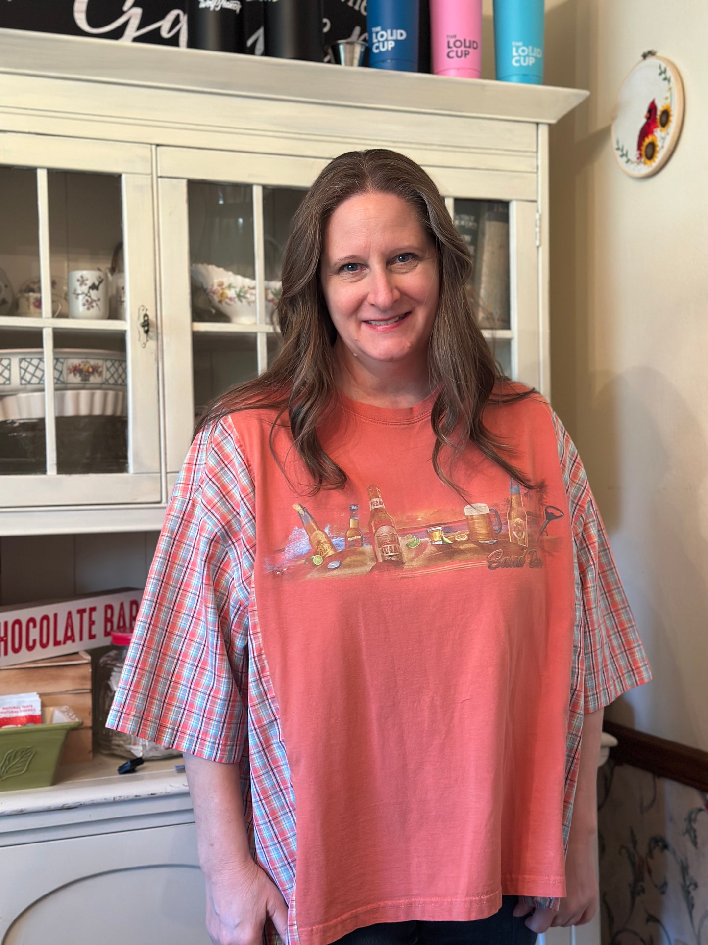 Upcycled "Sand Bar" T-shirt and casual beachy shirt
