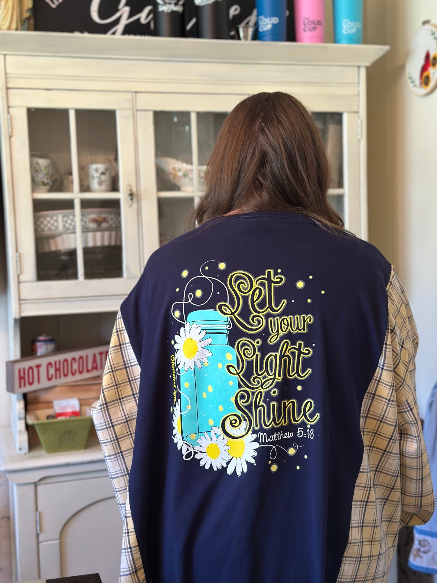Upcycled Cherished Girl "Let Your Light Shine" T-Shirt and Linen Shirt