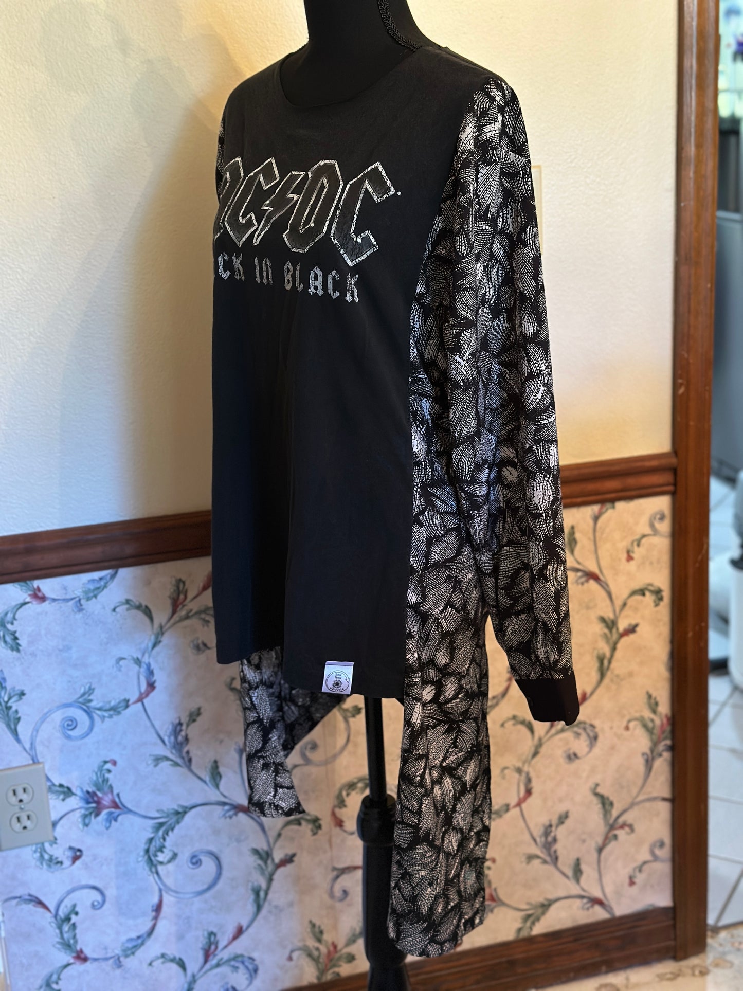 Upcycled AC/DC Band Tee with long dress sleeves