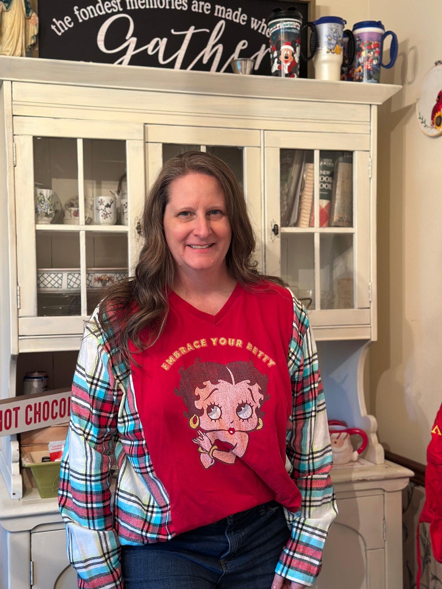 Upcycled Betty Boop T-Shirt and Flannel