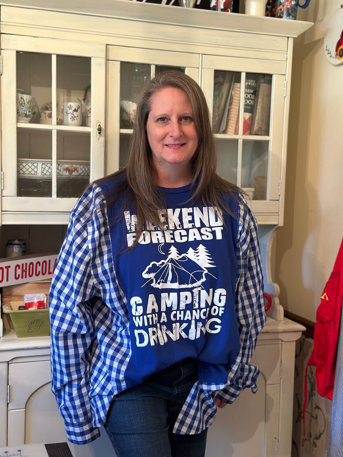 Upcycled "Weekend Forecast" T-Shirt and Men's Dress Shirt