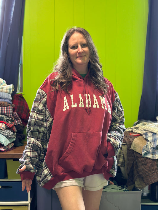 Upcycled Alabama Hoodie and Flannel Shirt
