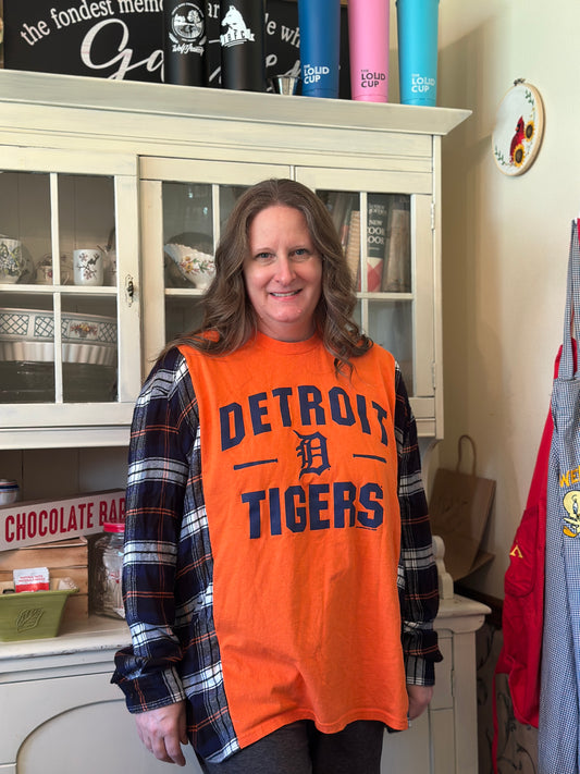 Upcycled Detroit Tigers T-Shirt and Flannel