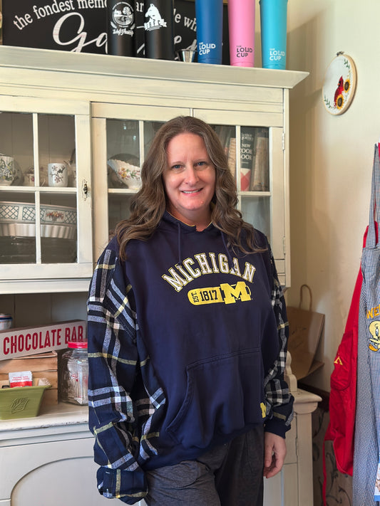 Upcycled U of M Hoodie and Flannel
