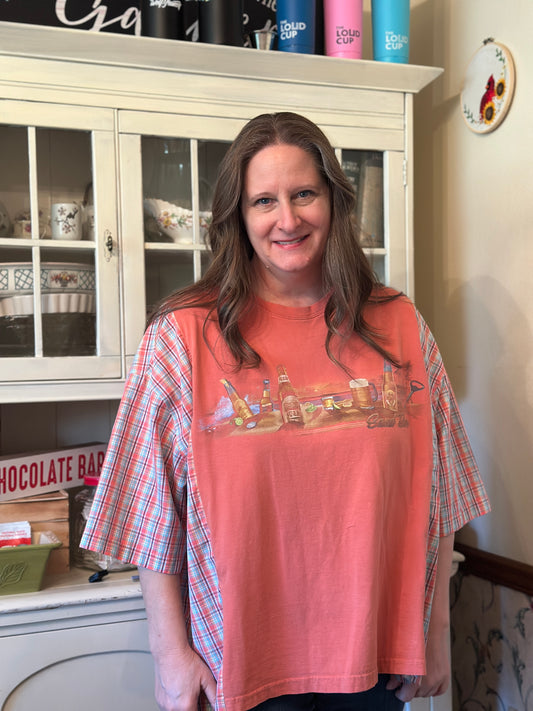 Upcycled "Sand Bar" T-shirt and casual beachy shirt