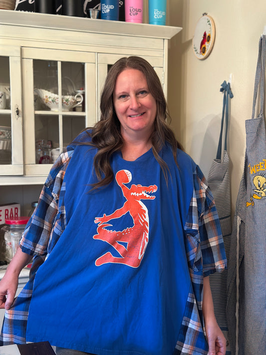 Upcycled Florida Gators Basketball T-Shirt and Linen Shirt