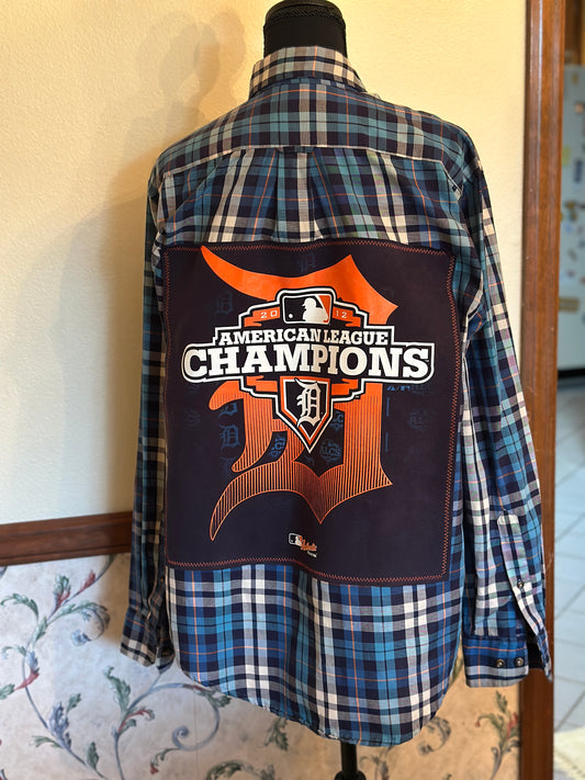 Upcycled 2012 Detroit Tigers T-Shirt on a Lightweight Izod Shirt