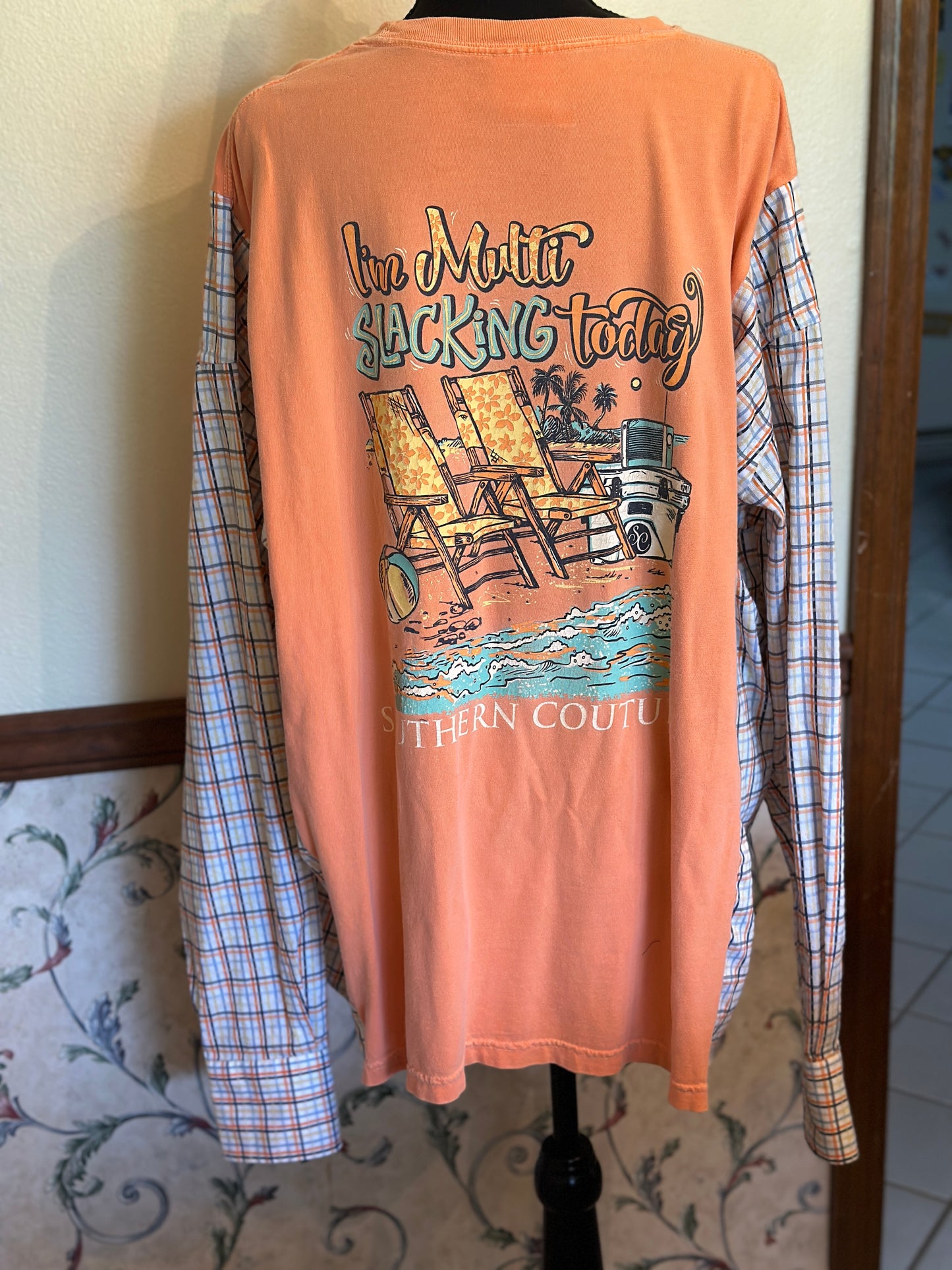 Upcycled Southern Couture "Multi Slacking" Beach Shirt