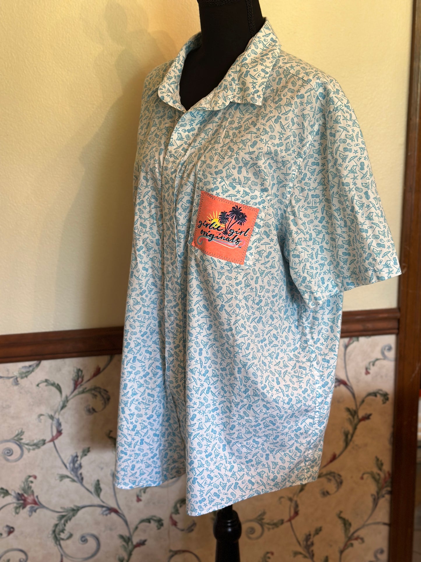 Upcycled "Sunshine" T-Shirt on Beach Shirt