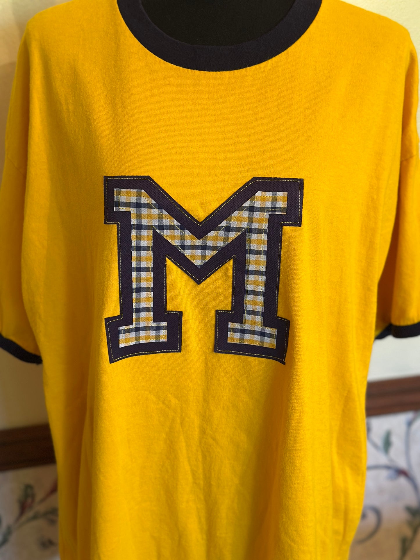 Upcycled Maize Champion Tee with Michigan M Blue Edging XL