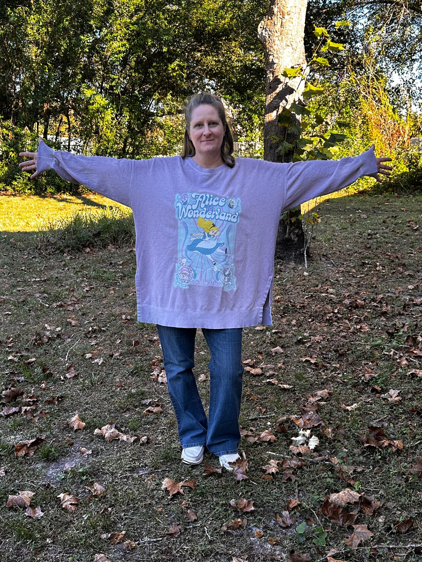 Upcycled Old Navy Sweatshirt and Alice in Wonderland T-shirt