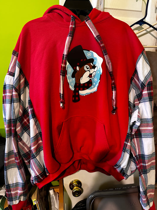 Upcycled Buc-ee's Christmas T-Shirt into a Hoodie