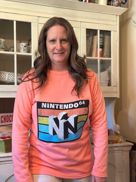 Upcycled Neon Sweatshirt and Nintendo 64 T-shirt