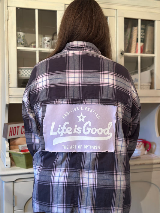 Upcycled "Life Is Good" T-Shirt and Flannel