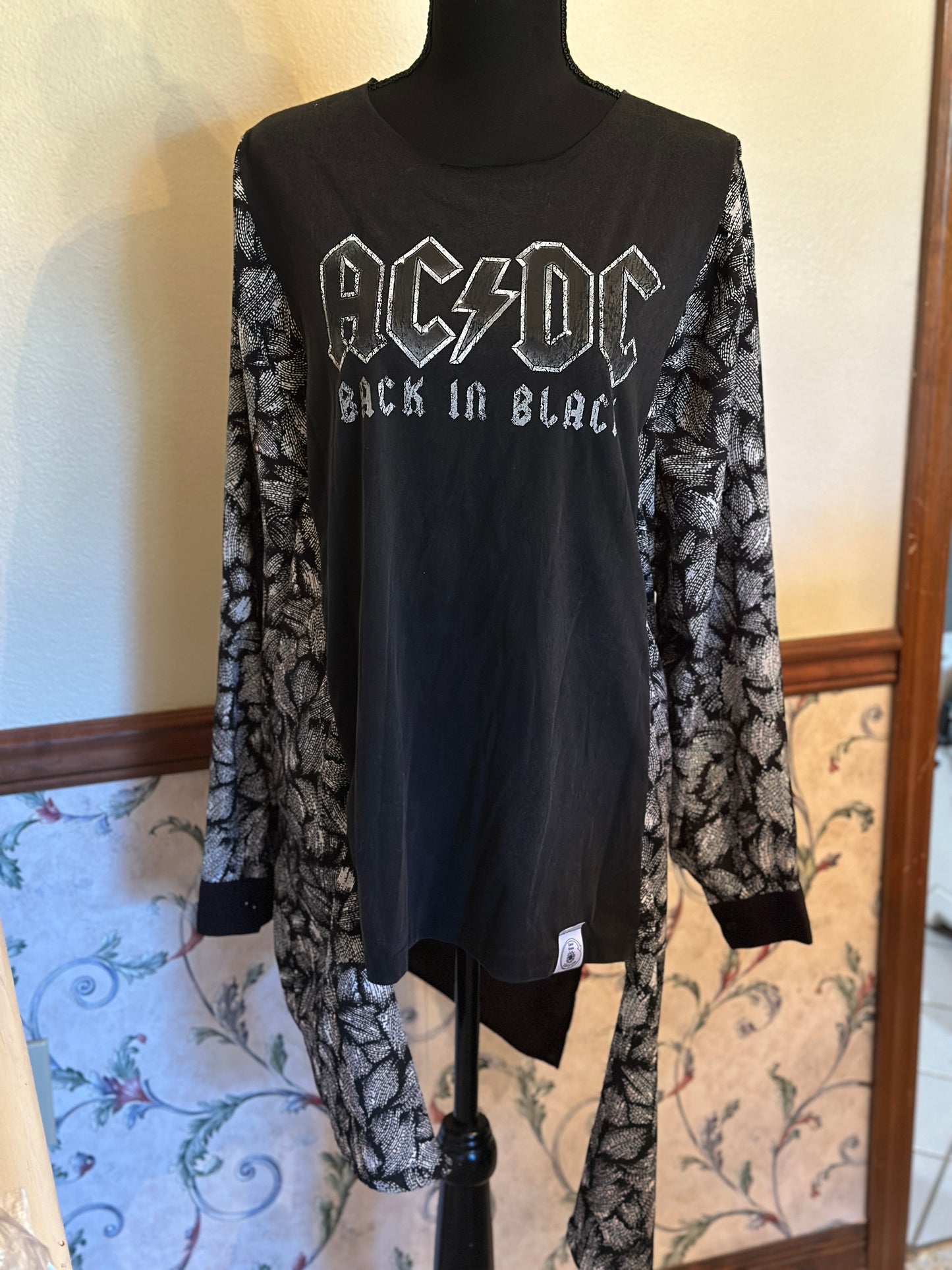 Upcycled AC/DC Band Tee with long dress sleeves