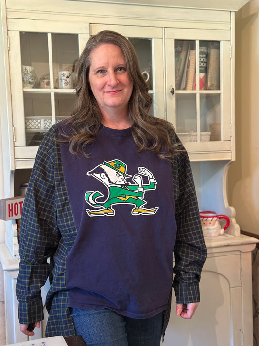 Upcycled Notre Dame Fighting Irish T-Shirt and Men's Shirt